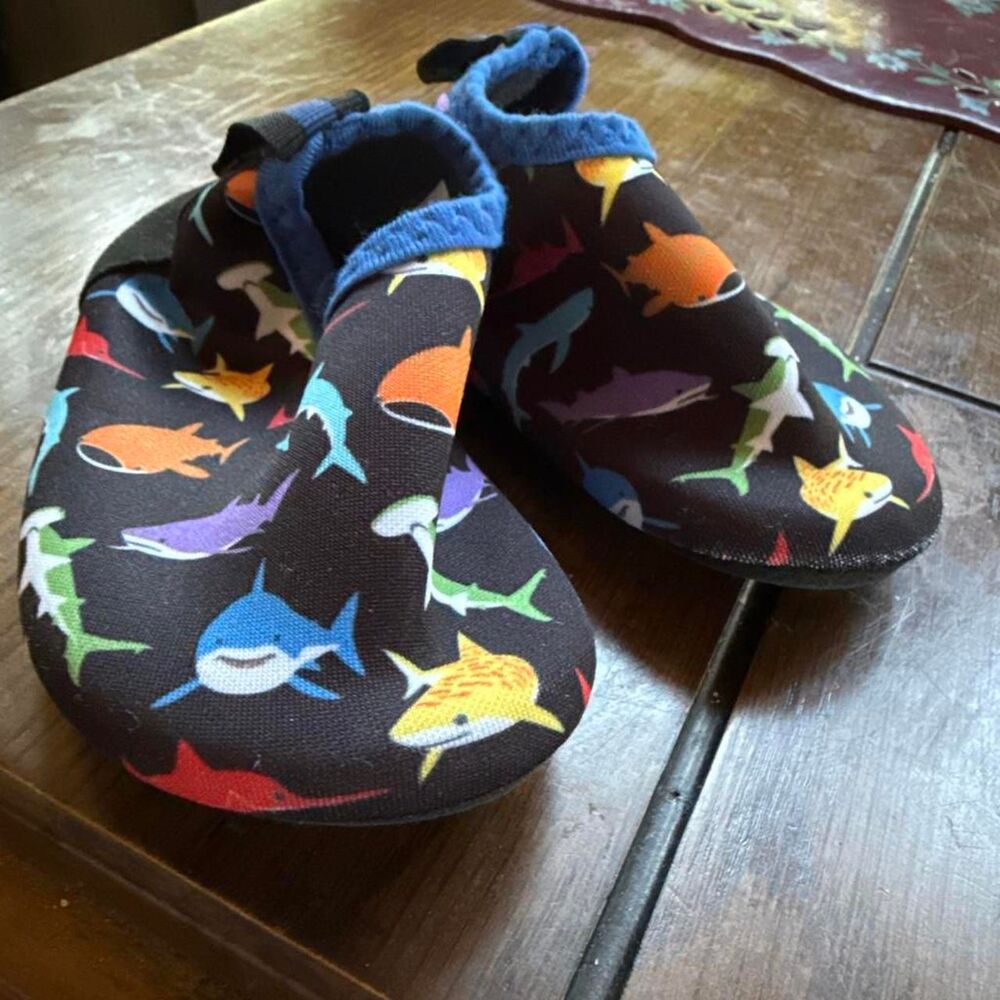 Robeez- Multi Sharks Aqua Shoes in Black.